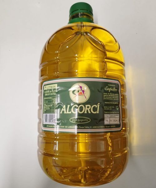 Garrafa de aceite de oliva virgen extra D.O.P. Aceite del Bajo Aragón.