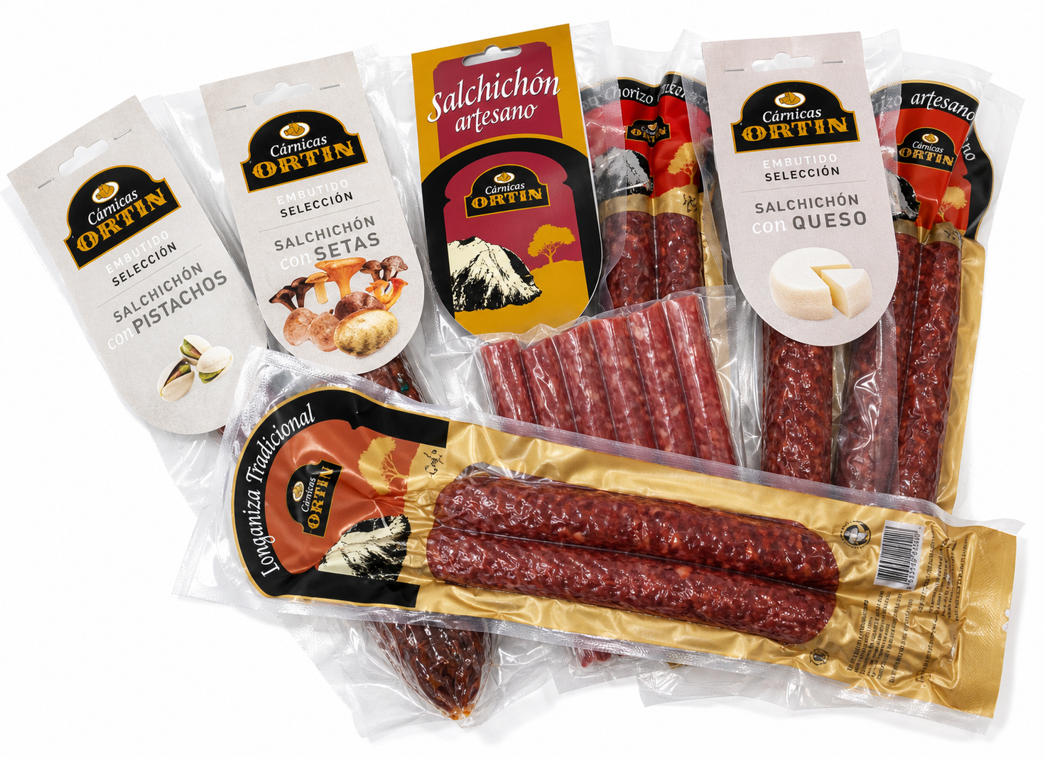 Lote Puro Cerdo, Puro Sabor Cárnicas Ortín con embutidos de cerdo y salchichón cular extra fileteado.
